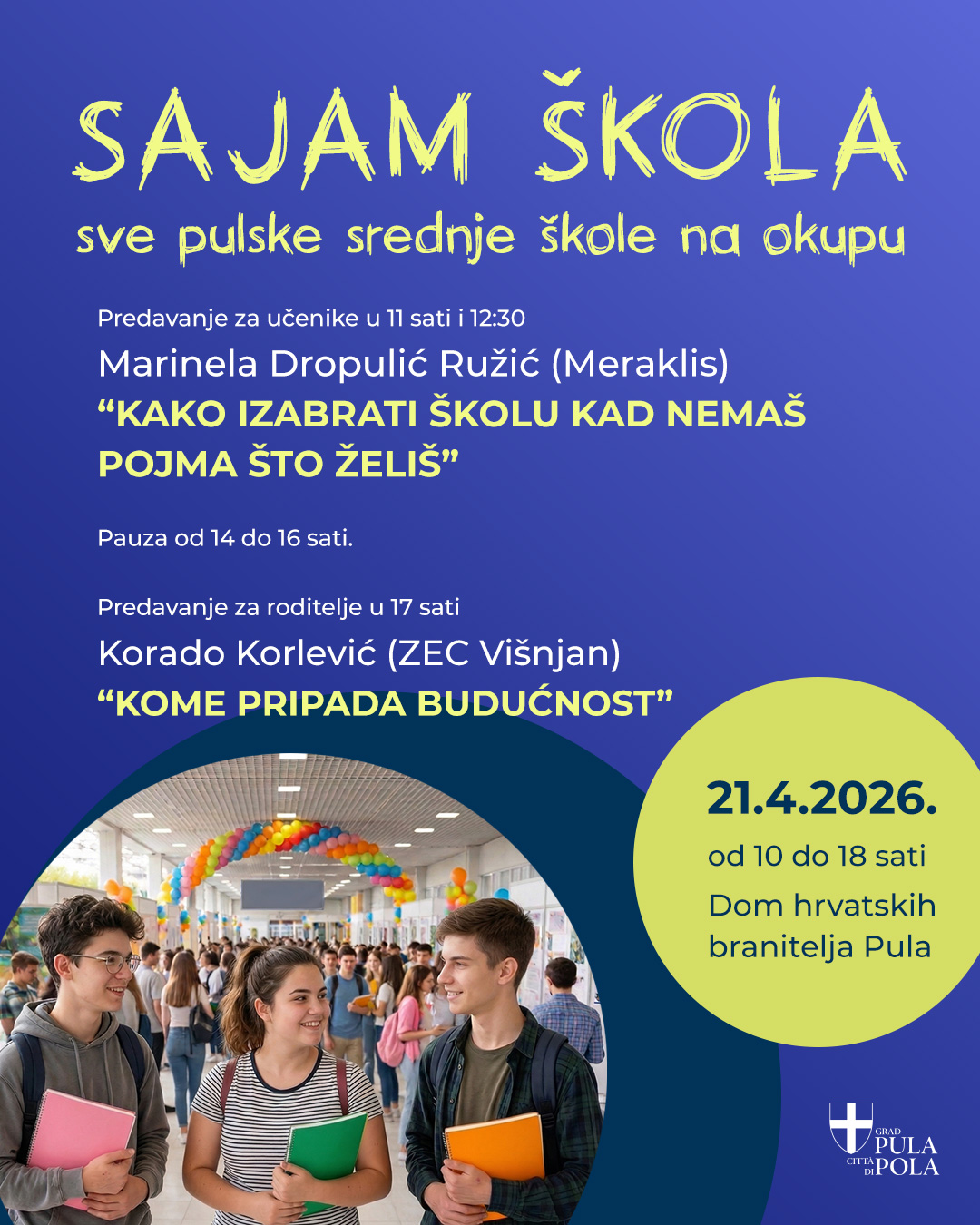 Posjetite štand Centra za mlade Pula na Sajmu škola 2026.